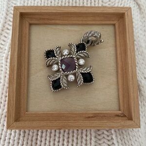 Judith Ripka necklace enhancer. Silver Amethyst and onyx.